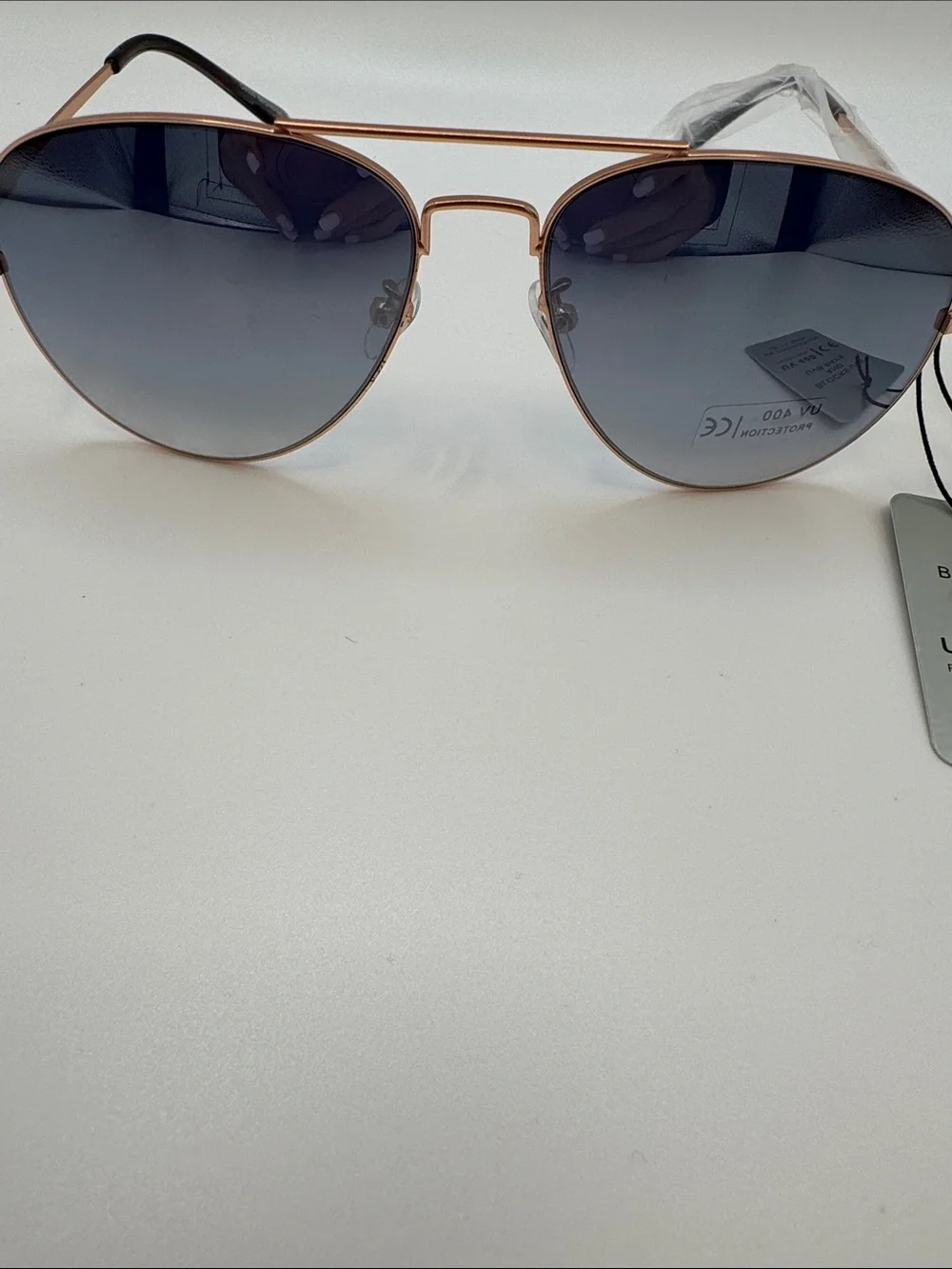 Bershka Rose Gold Frame Sunglasses with Gradient Blue Lenses